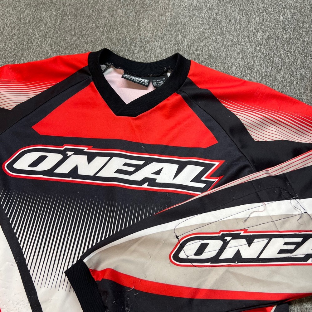ONeal Racing Motocross Jersey Mens Small Red Black White Long Sleeve MTB BMX 137